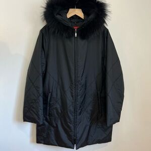 Junge Danmark Women’s 14 Black Full Zip Real Fur Collar Zip Jacket Quilted Black